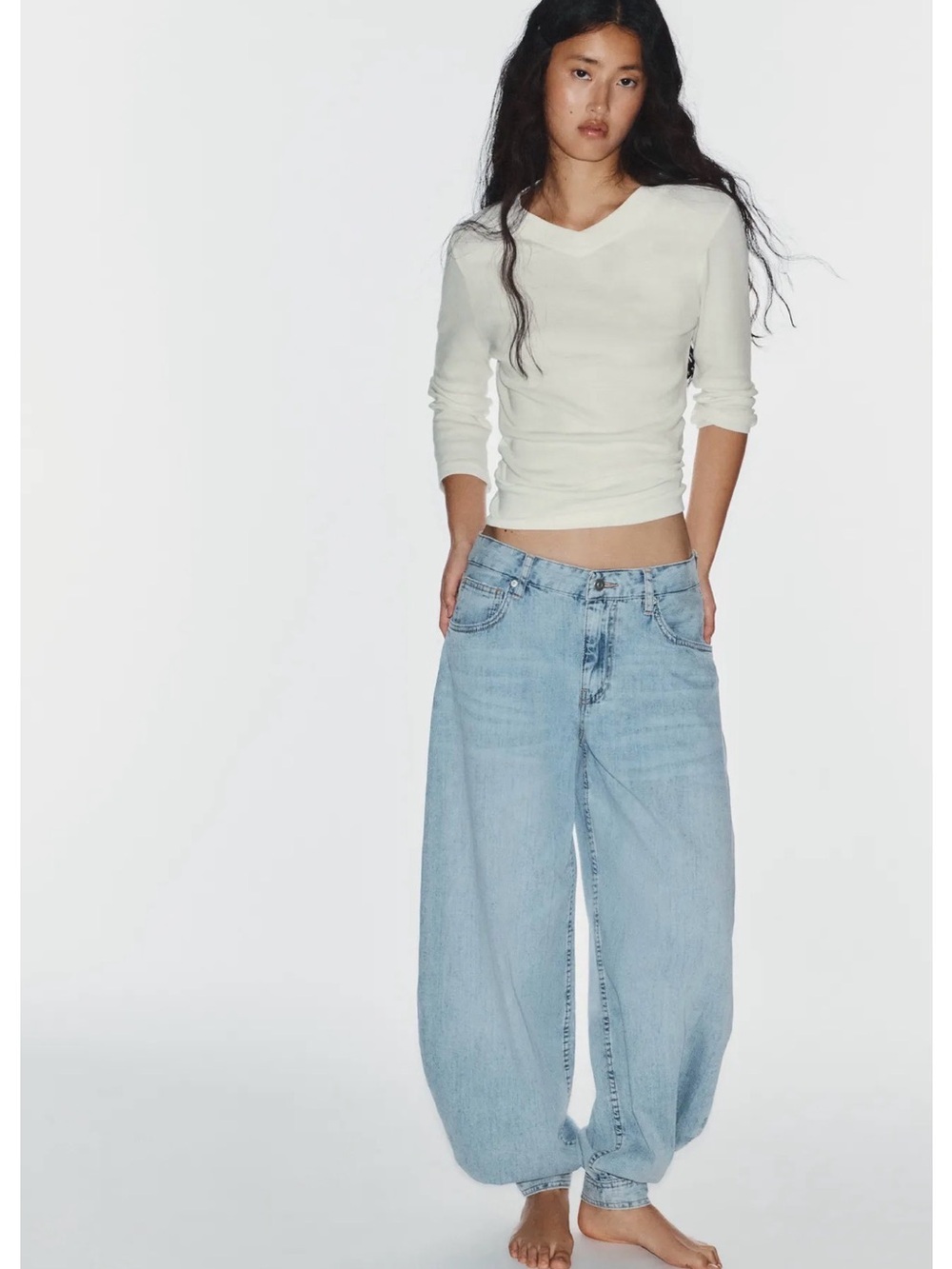 Zara Light Blue Boyfriend Jeans - Wide Relaxed Fit